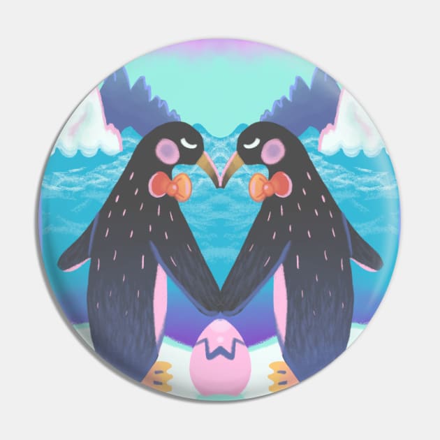 Gay LGBT+ Pride Penguin Family Pin by narwhalwall