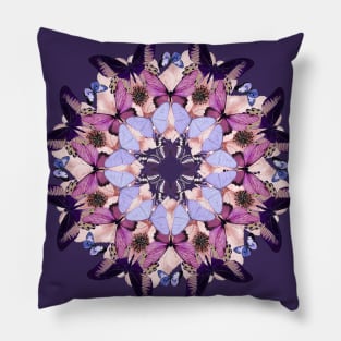 purple butterflies mandala Pillow