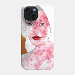 Original golden woman portrait with flowers Phone Case