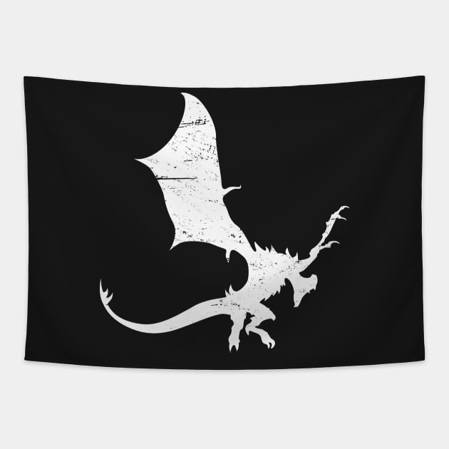 Distressed Fantasy Dragon Silhouette Tapestry by MeatMan