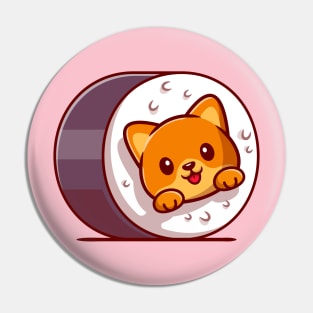 Cute Cat Sushi Cartoon Illustration Pin