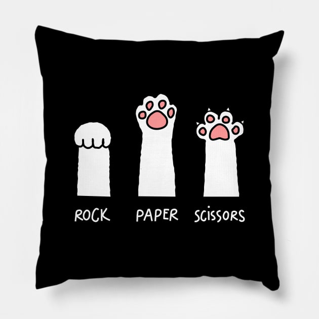 Rock Paper Scissors: Funny cat Pillow by threadfulcat