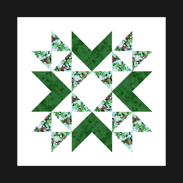 Traditional vintage quilt block pattern green by InkLove