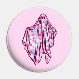 Groovy Retro Floral Ghost Pin