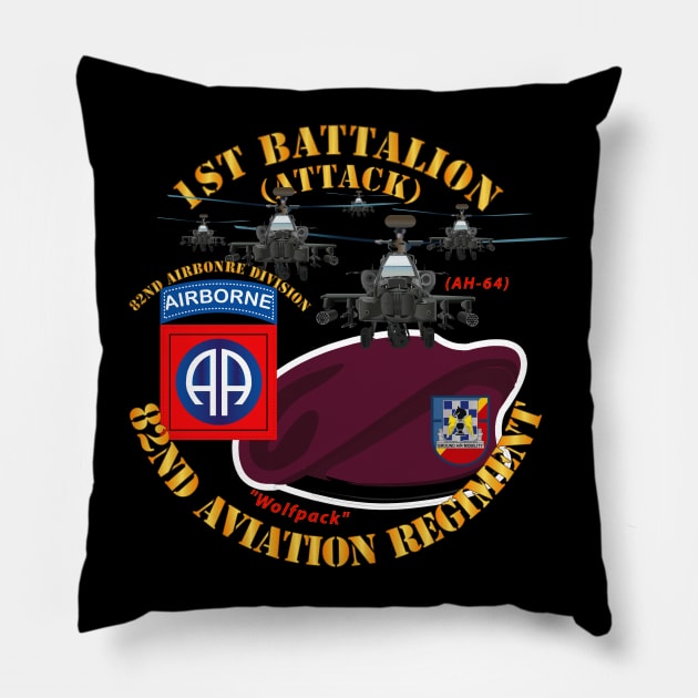 1st Bn 82nd Avn Regiment - Maroon Beret w Atk Helicopters Pillow by twix123844