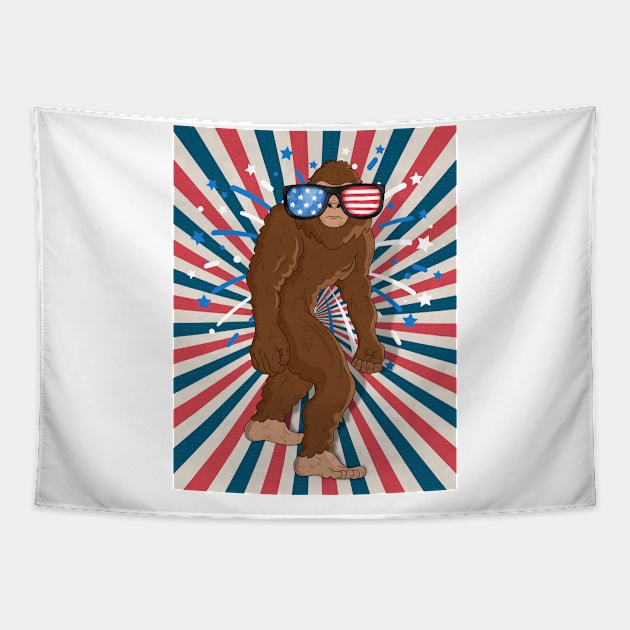 Big foot on independence day Tapestry by Aura Moon Studio