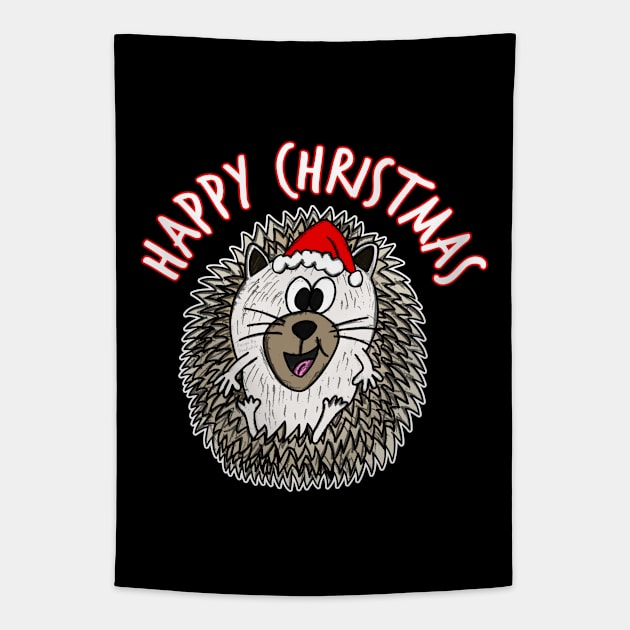 Christmas Hedgehog African Pygmy Santa Hat Xmas 2021 Tapestry by doodlerob