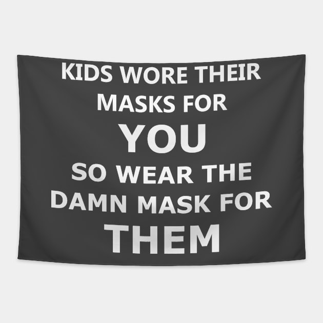 Mask Up! (white text) Tapestry by Mootations