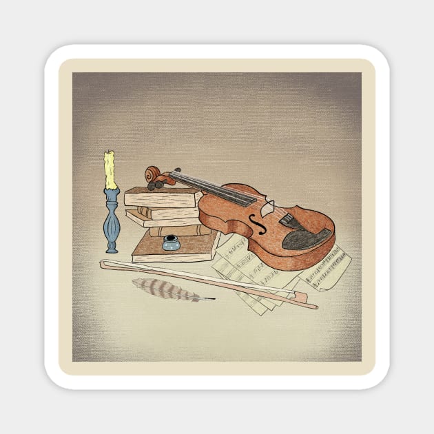 Playing the Violin Magnet by Katia Galante Art