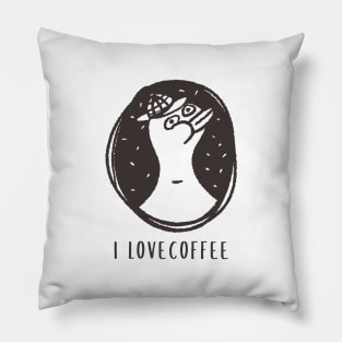 i love coffee cute Duck Pillow