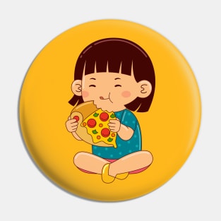 girl kids eating pizza Pin