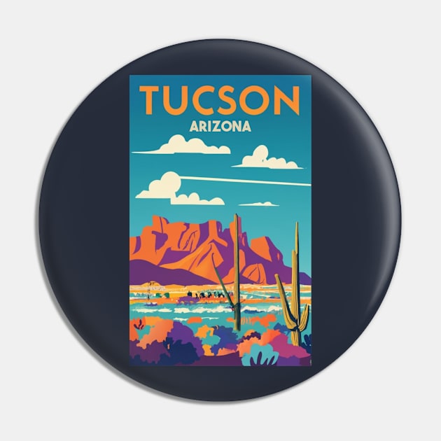 A Vintage Travel Art of Tucson - Arizona - US Pin by goodoldvintage