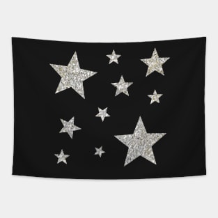 Silver Faux Glitter Stars Tapestry