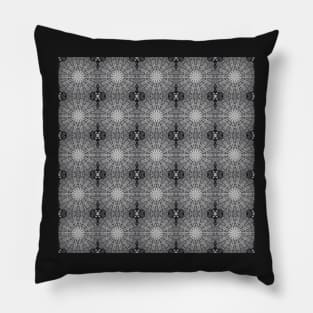 Charcoal Cat Faces Kaleidoscope pattern 8 Pillow