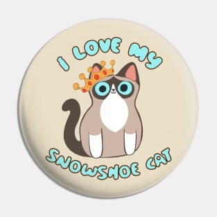 I Love My Snowshoe Cat Siamese Kitty Blue Eyes Kawaii Chibi Pin