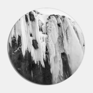 Closeup of Frozen Waterfall, Iceland B&W Pin