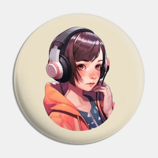 Cute headphone anime girl Pin