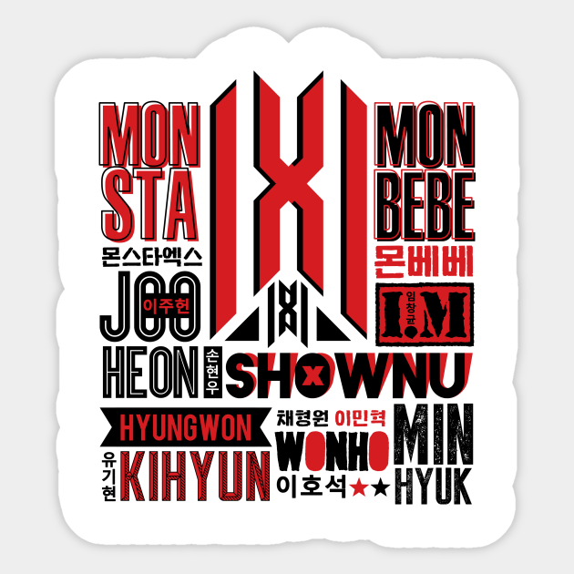 monsta x font collage 2 monsta x sticker teepublic