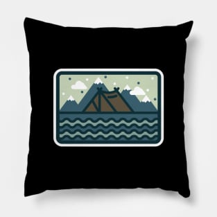 Camp Mountain Beach View Pillow