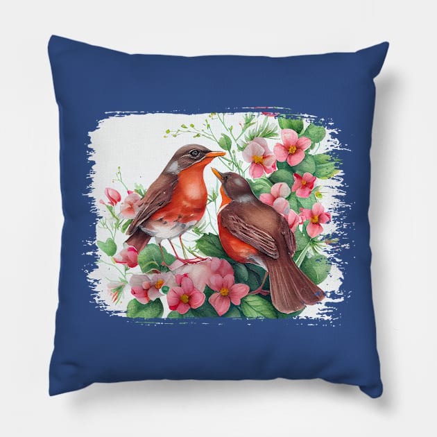 Robin Bird Pillow by jerranne