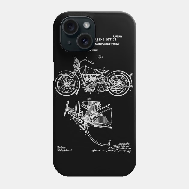 Motorcycle Patent White Phone Case by Luve