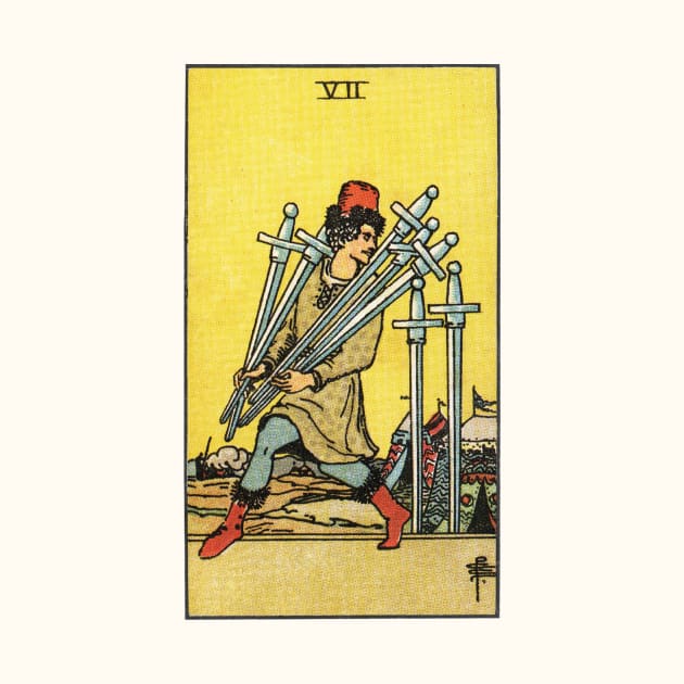 SEVEN OF SWORDS by WAITE-SMITH VINTAGE ART