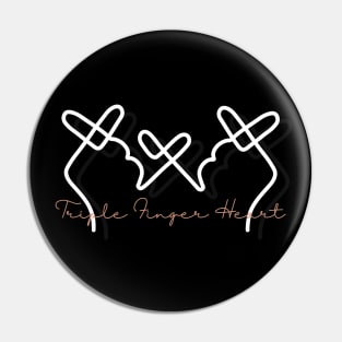 Triple Finger Heart - line art Pin