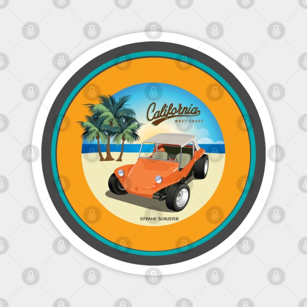 Dune Buggy Manx on Beach with Palms California Magnet by PauHanaDesign