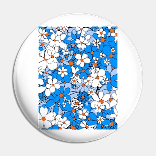 Floral -- Blue and White Pin