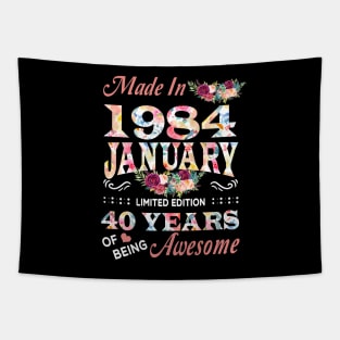 January Flower Made In 1984 40 Years Of Being Awesome Tapestry