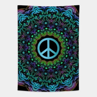 KALIEDOSCOPE Peace Sign Blue - Peace Activist Art Tapestry