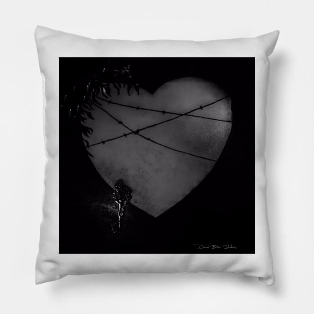 Deadly Heart - By Kim Blair -  Black and White Pillow by davidbstudios