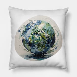 Impasto oils capture the floating globe Pillow