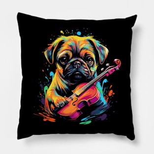 Pug Playing Violin Pillow