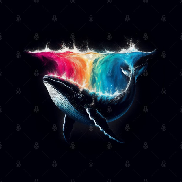 Monochromatic Whale Rainbow Color Splash by TomFrontierArt