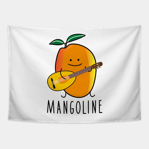 Funny mango with mandolin Tapestry by spontania