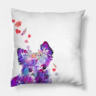 Yorkshire Terrier peeking Pillow