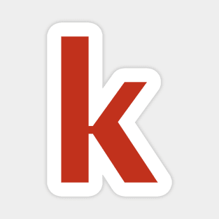 Letter k in Red Text Minimal Typography Magnet