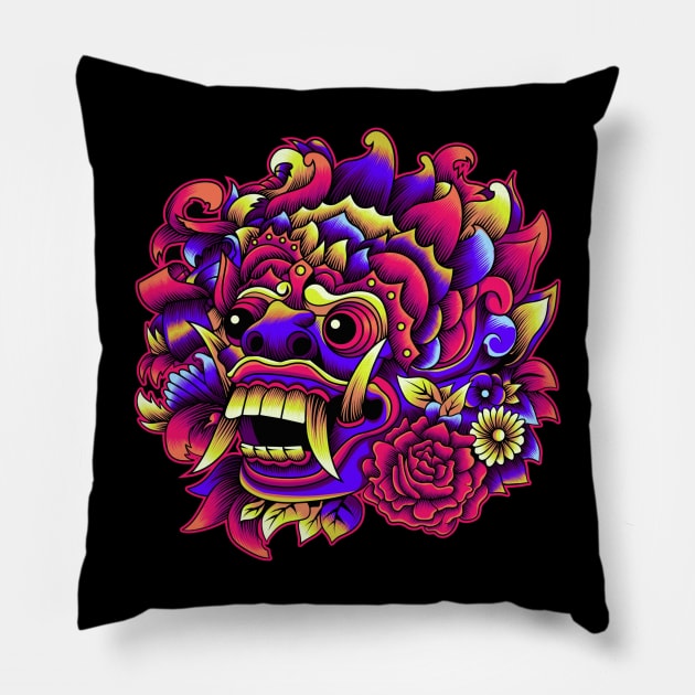 Balinese Mask Pillow by KINNFUL