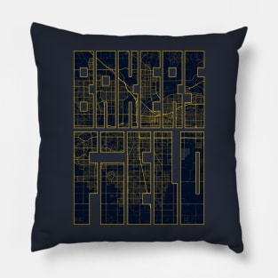 Bakersfield, USA City Map Typography - Gold Art Deco Pillow