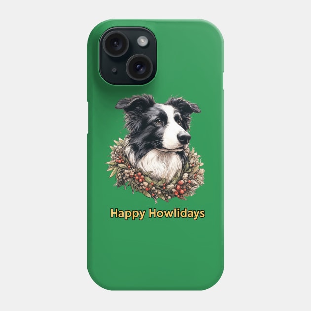 Happy Howlidays Border Collie Phone Case by ZogDog Pro