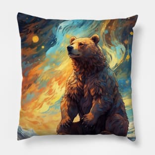 Bear in Van Gogh style Pillow