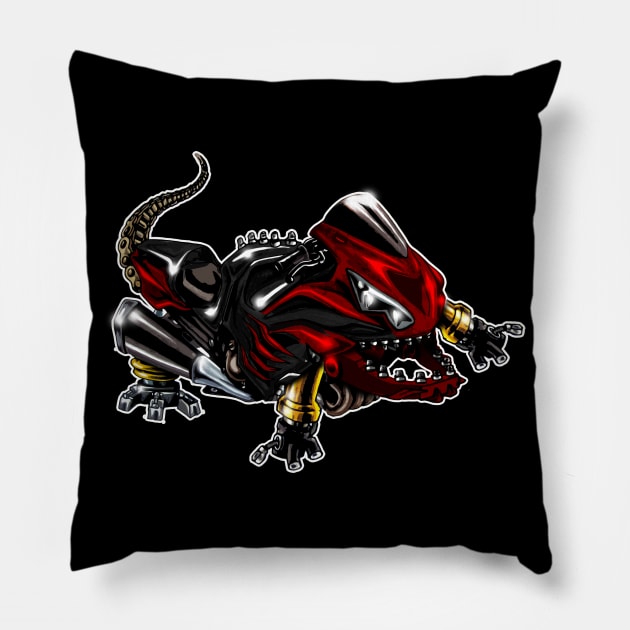 Kawasaki ZX14 Lizard Burgendy Pillow by MOTORIND