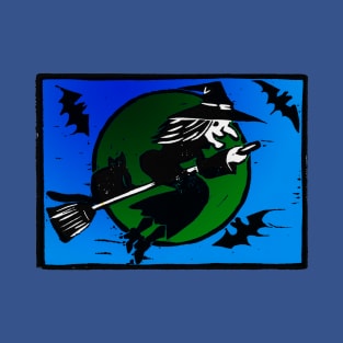 Halloween Witch on Broomstick T-Shirt