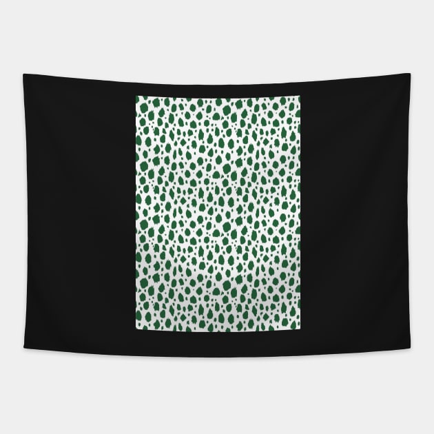 White and Green Spot Dalmatian Pattern Tapestry by Juliewdesigns