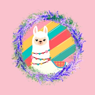 Floral llama-rainbow version T-Shirt