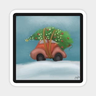 Christmas Tree on Car Magnet