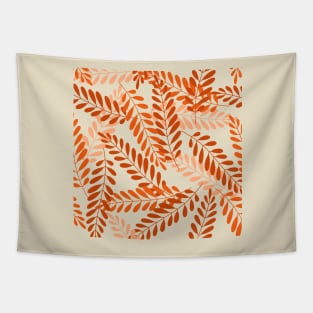 Orange Palm Leaves Pattern Tapestry