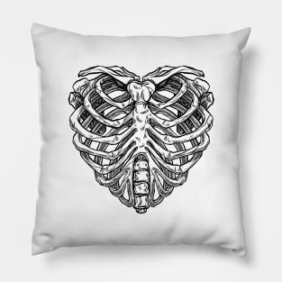 Skeleton ribs heart Pillow