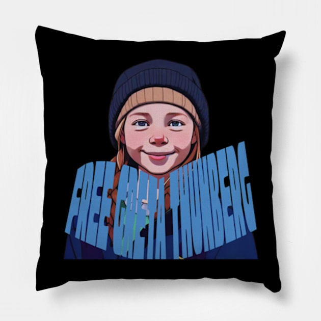 free greta  thunberg Pillow by badrhijri